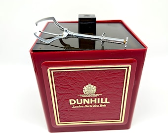 Vintage Dunhill Ice Bucket with Chrome Ice Tongs – 1970s London–Paris–New York