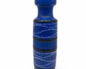 Fat Lava Vase, Scheurich Keramik 200-28, Blue West German Pottery, Mid Century Decor