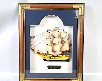 Ship Shadow Box – Swedish Warship Model Wall Art, 36×46cm