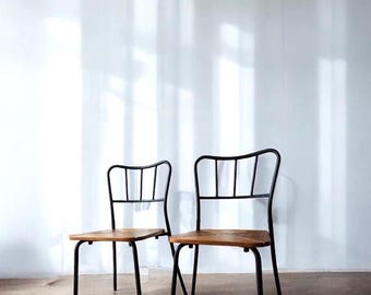 Ikea agne chairs – vintage metal & pine stackable dining chairs, 1990s swedish design