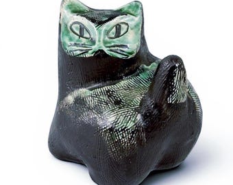 Keramisch kattenbeeldje, Goran Andersson, Zweden, aardewerk uit het midden van de eeuw, 1962
