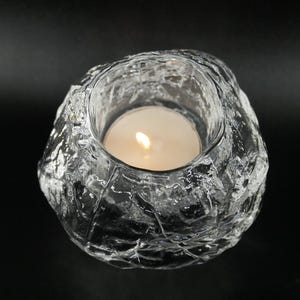 Glass Candleholder, Ann Wärff Kosta Boda Snowball, Swedish Art Glass image 2