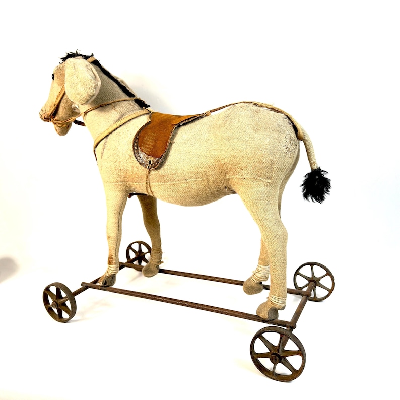Steiff åsna dragleksak antik tysk åkdjur c1910-1925 bild 3