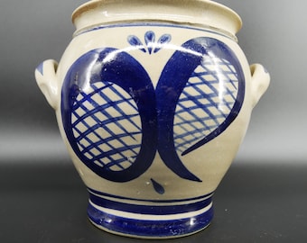 Vintage Blue Ceramic Planter Pot / Kitchen Utensil Holder – Made in Sweden