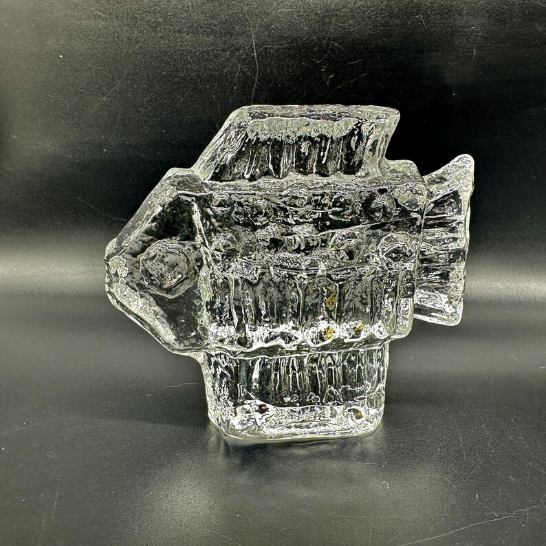 Brutalist Art Glass Fish Sculpture, Mid Century Scandinavian Decor image 5