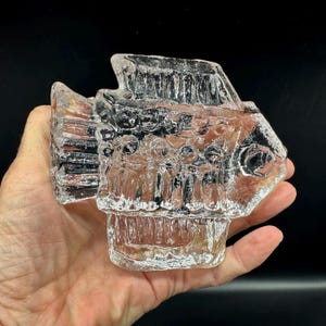Brutalist Art Glass Fish Sculpture, Mid Century Scandinavian Decor image 10