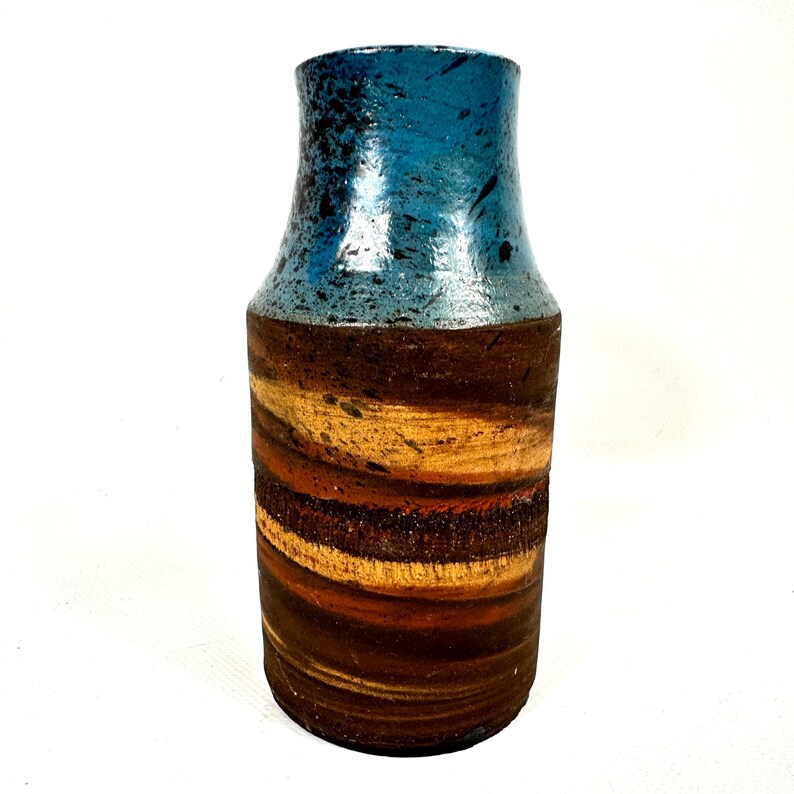 Dänische Studio Keramik Vase, signiert Kirsten 1987, handgefertigtes Steinzeug, skandinavische Keramik Bild 3