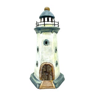 Keramische theelichthouder in de vorm van een vuurtoren – kust-/nautische decoratie