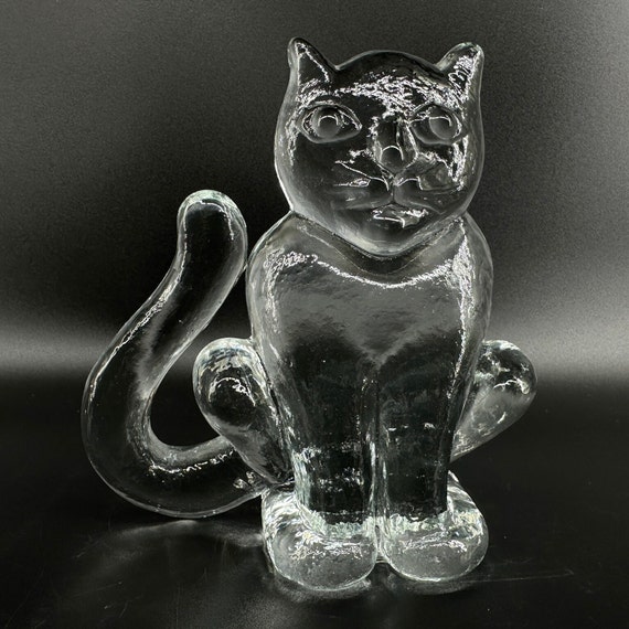 Kosta Boda Glass Cat – Large Vintage Figurine by Bertil Vallien