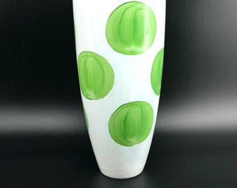 Vintage Glass Vase by Britten Paag | Steninge Castle White & Green Art Glass