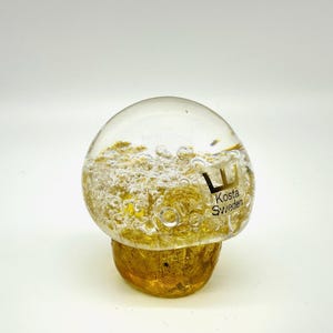 Kosta Boda glass mushroom by göran wärff – signed art glass sculpture with label, Sweden
