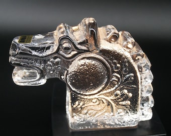 Bertil Vallien Art Glass Horse Head: Signed Boda Åfors Etruscan Sculpture