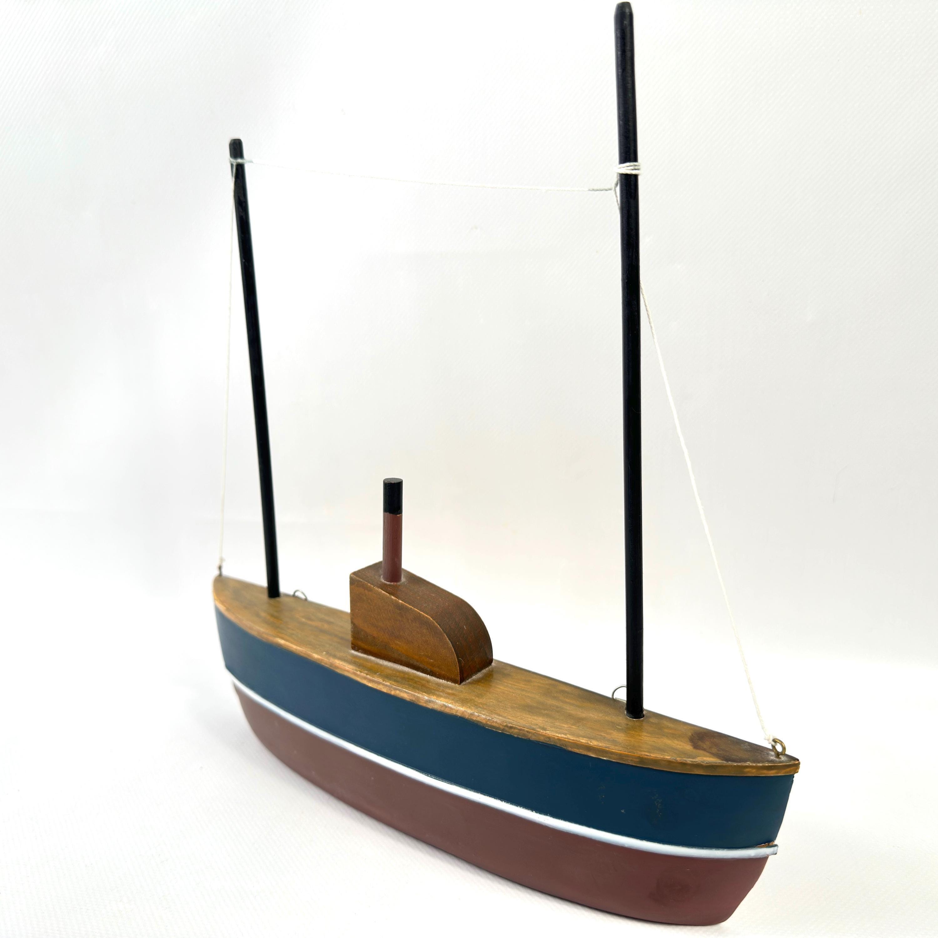 フランス製1940-50年代ハンドメイドビンテージシップボート　船　模型 ヴィンテージの壁掛け船模型 - 半船体汽船、帆船、航海用ヨットの装飾