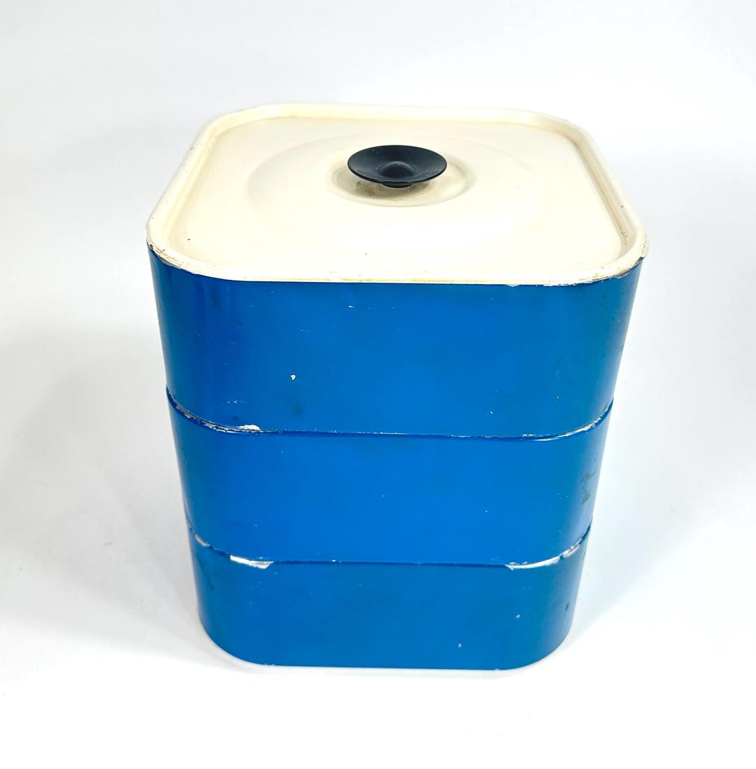 Vintage Swedish Blue Stackable Metal Stackable Cookie Tin Canisters ...