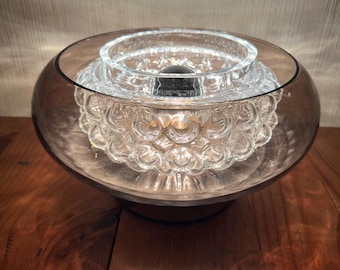 Orrefors Table Lamp By Carl Fagerlund – Smoked Glass & Crystal Optical Centrepiece