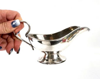 Silver plate sauce boat, pedestal base