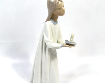 NAO Porcelain Girl Figurine Holding Candle, Spain