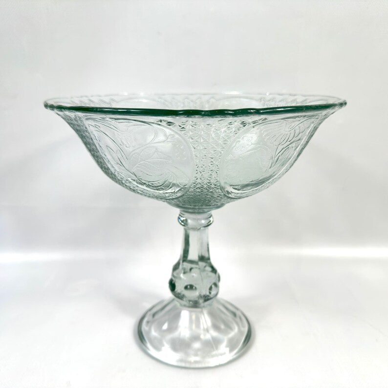Compostiera in vetro pressato, centrotavola per frutta con piedistallo, trasparente (23 cm) immagine 3