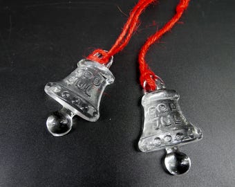 Vintage Kosta Boda Glass Bell Ornament – 1970s Bertil Vallien Christmas Decoration - Set of 2.