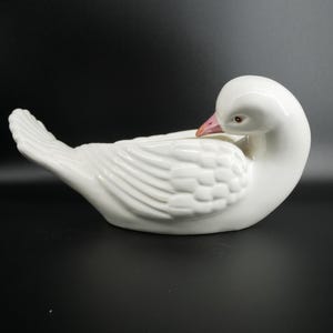 Swan planter, Italian Ceramic Hand Painted Bird Decor image 6