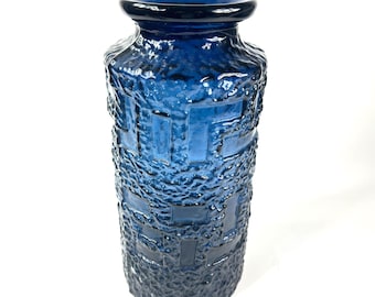 Vintage Blue Glass Floor Standing Vase – Rude Scandinavian Design, 43cm