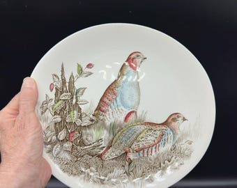 Vintage Johnson Brothers “Partridge” Game Birds Plate – Hand Engraved 26 cm – Made in England