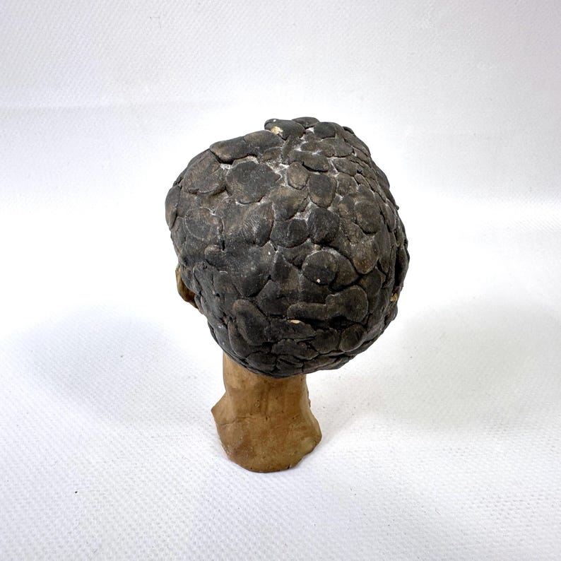 Vintage studio pottery head sculpture – signed kj ’59, hand-modelled clay figure image 6