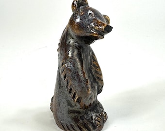 Vintage Studio Pottery Bear Figurine – Scandinavian Ceramic Art, Signed