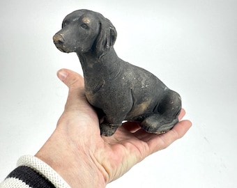 Vintage dog Figurine - Handmade Scandinavian Signed Pottery