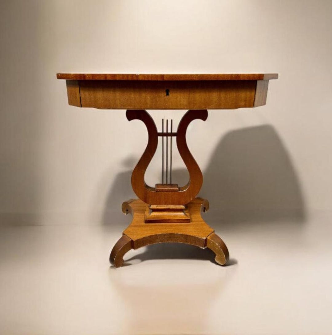 Yre Rable Antique Swedish Empire Lyre Table – Early 19th Century Veneered Side ...