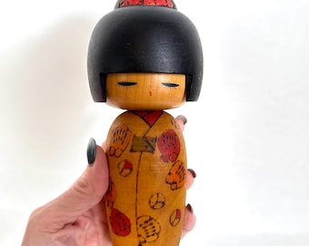 Kokeshi Doll – Hand-Painted Wooden Figurine, Signed