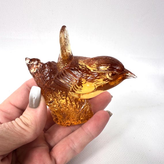 Amber Kosta Boda Glass Bird – Paul Hoff Wwf Series, Vintage