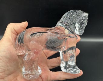 Vintage Kosta Boda Glass Horse Sculpture: Bertil Vallien Zoo Collection Paperweight