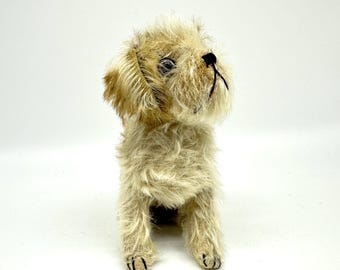 1930s Steiff Mohair Terrier Dog | Antique Plush with Jointed Head & Glass Eyes