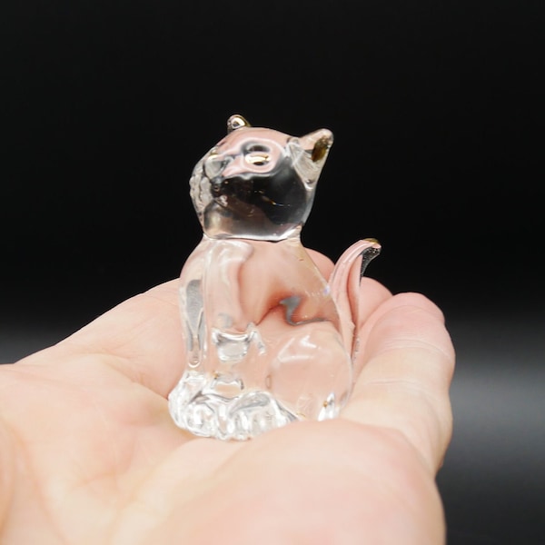 Figurine de chat miniature en verre cristal de style Swarovski - collection vintage en cristal doré - 5 cm de haut