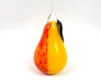 Kosta Boda Glass Pear Sculpture, Hand Blown Swedish Art Glass
