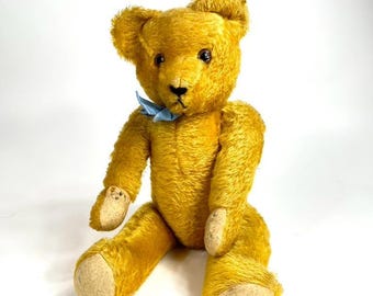 Vintage German mohair teddy bear – 1930 "hot water bottle" bear 43 cm