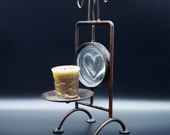 Vintage Metal Heart Candleholder: Swedish Mid-Century Decor
