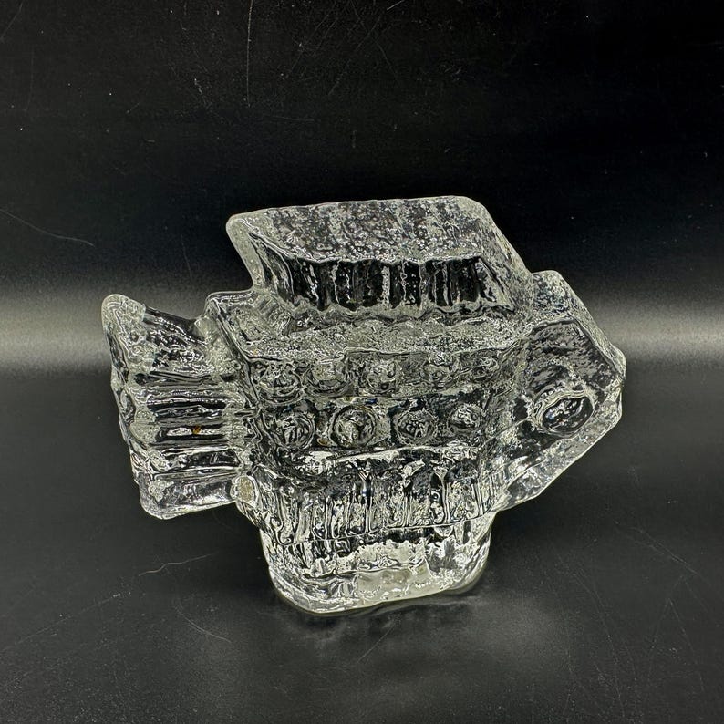 Brutalist Art Glass Fish Sculpture, Mid Century Scandinavian Decor image 3