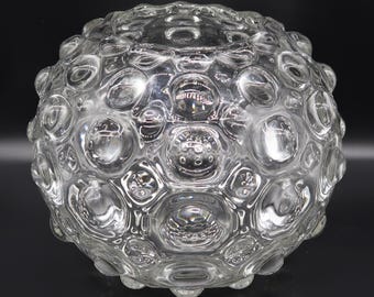 Clear Glass Bubble Vase, Sculptural Textured Art Decor, Vintage Modernist Design