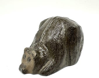 Mid-century swedish pottery bear figurine designed by göran andersson