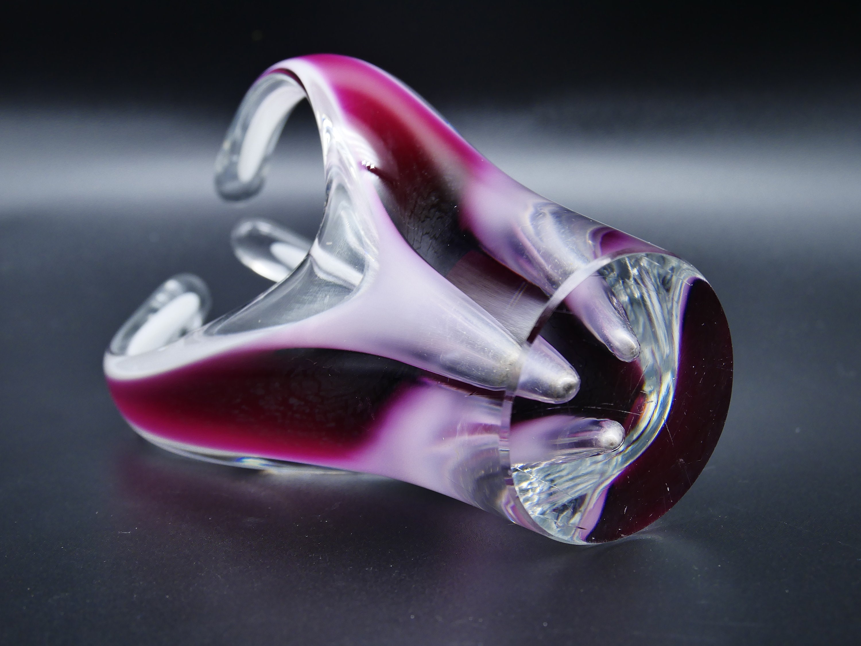 Vintage Coquille Flygsfors Glass Vase by Paul Kedelv