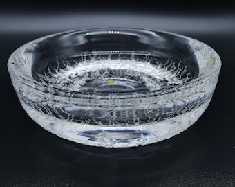 Mid century Art Glass Bowl / Dish by Goran Waraff for Kosta Boda  -  Scandinavian design clear glass bowl, Signed.