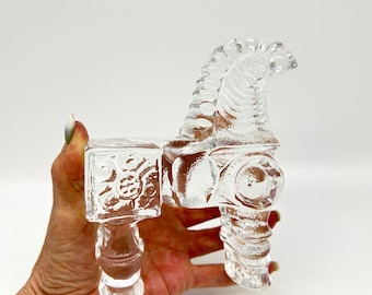 Vintage Brutalist Glass Horse Figurine - Bertil Vallien Oden&#39;s Horse for Kosta Boda
