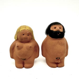Vintage scandinavian pottery figurines – mid-century adam and eve collectible figures