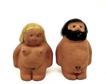 Vintage scandinavian pottery figurines – mid-century adam and eve collectible figures