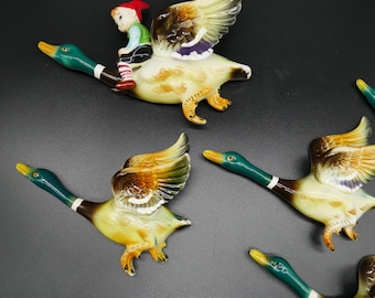 Wall Flying Ducks, Ceramic Ducks – Vintage Scandinavian Storybook Decor