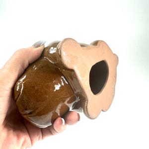 Vintage Ceramic Bulldog Figurine, Brown Glazed Dog Sculpture with Glass Eyes image 7