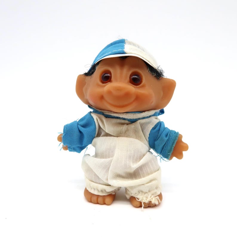Vintage 1985 dam troll doll – danish rubber toy, original outfit image 6