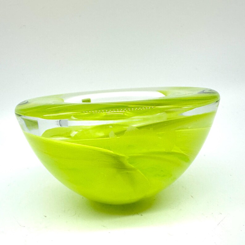 Kosta boda yellow glass candle holder bowl image 3